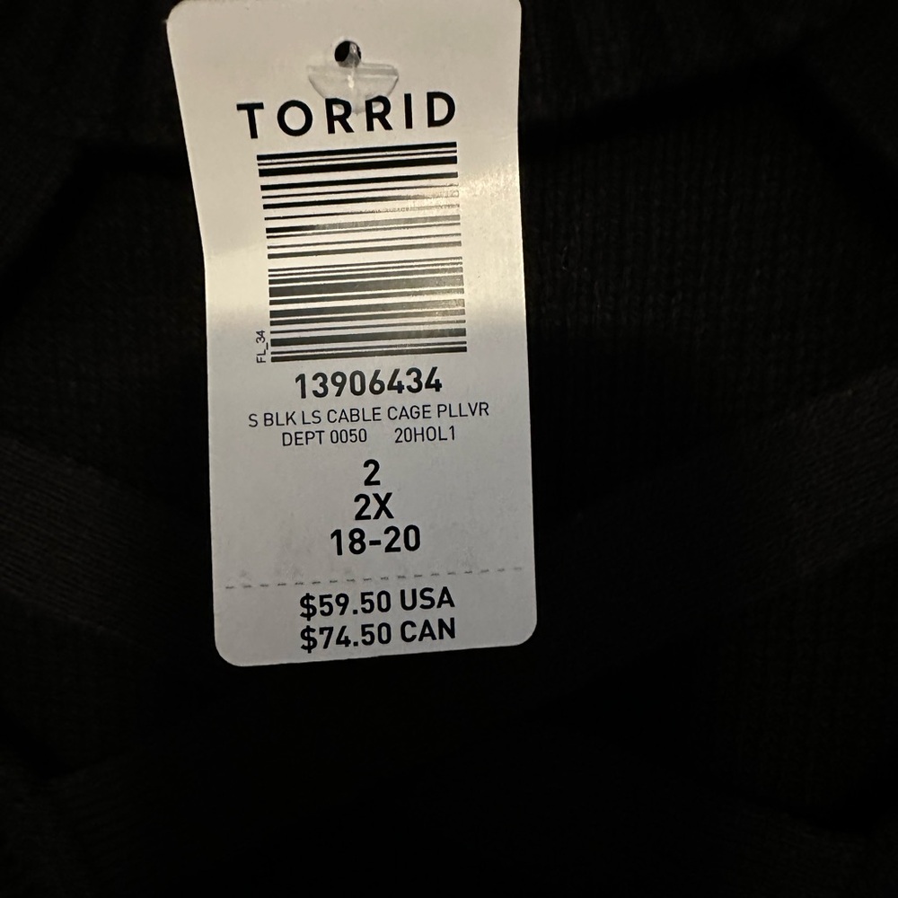 NWT Torrid Black Cable Cage Long Sleeve Pullover Sweater Size 2 (2X) - Picture 5 of 13